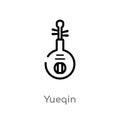 outline yueqin vector icon. isolated black simple line element illustration from music and multimedia concept. editable vector