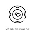 outline zambian kwacha vector icon. isolated black simple line element illustration from africa concept. editable vector stroke
