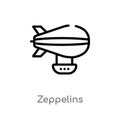 outline zeppelins vector icon. isolated black simple line element illustration from transport concept. editable vector stroke Royalty Free Stock Photo