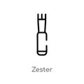 outline zester vector icon. isolated black simple line element illustration from kitchen concept. editable vector stroke zester