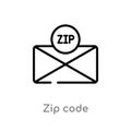 outline zip code vector icon. isolated black simple line element illustration from delivery and logistics concept. editable vector Royalty Free Stock Photo