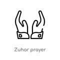 outline zuhar prayer vector icon. isolated black simple line element illustration from signs concept. editable vector stroke zuhar Royalty Free Stock Photo