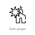 outline zuhr prayer vector icon. isolated black simple line element illustration from religion-2 concept. editable vector stroke Royalty Free Stock Photo