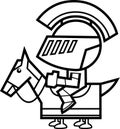 Outlined Abstract Knight Cartoon Character With Horse