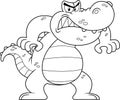 Outlined Angry Alligator Or Crocodile Cartoon Character