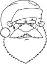 Outlined Angry Bad Santa Claus Face Portrait Cartoon Character With Gnash Teeth Royalty Free Stock Photo