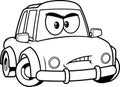 Outlined Angry Car Cartoon Character