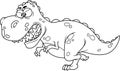 Outlined Angry Dinosaur Cartoon Character Running