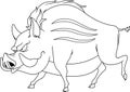 Outlined Angry Giant Wild Boar Cartoon Character Running