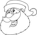 Outlined Angry Santa Claus Face Portrait Cartoon Character Scream