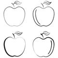 outlined apple fruit icon black silhouette logo vector design element