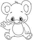 Outlined baby koala waving