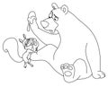 Outlined bear and squirrel