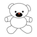 Outlined bear toy vector illustration. Isolated on white.