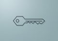 Outlined black key design on a light blue background. The key features a hexagonal head Royalty Free Stock Photo