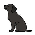 Outlined black Labrador sitting in side view illustration