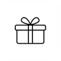Outlined in black, a simple gift box is depicted. It features a rectangular shape with a Royalty Free Stock Photo