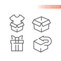 Outlined box vector icon set Royalty Free Stock Photo