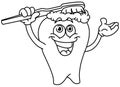 Outlined brushing tooth Royalty Free Stock Photo