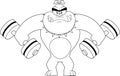 Outlined Bulldog Cartoon Character Working Out With Dumbbells