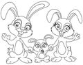 Outlined bunnies family
