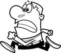Outlined Businessman Cartoon Character Running Late for Work Royalty Free Stock Photo
