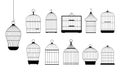 outlined cages. line art simple pixel perfect ornamental bird cages collection, metal animal transport handing cages