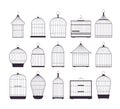 outlined cages. metal animal transport handing cages, line art simple pixel perfect ornamental bird cages collection
