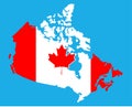 Outlined Canada map country silhouette in national Canadian flag colors Royalty Free Stock Photo