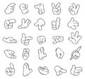 Outlined cartoon hands