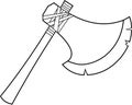 Outlined Cartoon Medieval Axe Weapon Royalty Free Stock Photo