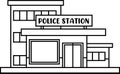 Outlined Cartoon Police Building