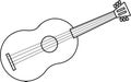 Outlined Cartoon Realistic Wooden Acoustic Guitar