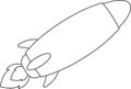 Outlined Cartoon Rocket Ship Flying Royalty Free Stock Photo