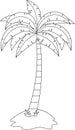 Outlined Cartoon Tropical Island With Palm Tree With Leaves Royalty Free Stock Photo