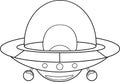 Outlined Cartoon UFO Flying Sauce Royalty Free Stock Photo