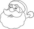 Outlined Classic Santa Claus Face Portrait Cartoon Character Laugh