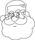 Outlined Classic Santa Claus Face Portrait Cartoon Character Smiling