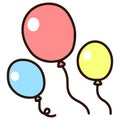 Outlined colorful three balloons floating