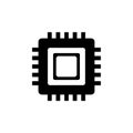 Minimal Cpu Microchip Silhouette on Black Background Line Art Royalty Free Stock Photo