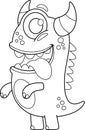 Outlined Crazy Monster Cartoon Character