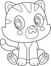 Outlined Cute Baby Cat Animal Cartoon Character