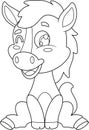 Outlined Cute Baby Horse Animal Cartoon Character