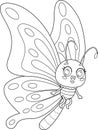 Outlined Cute Butterfly Cartoon Character Royalty Free Stock Photo