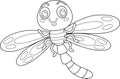 Outlined Cute Dragonfly Insect Cartoon Character Flying Royalty Free Stock Photo