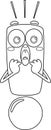 Outlined Cute Exclamation Mark Cartoon Character With A Panic Expression