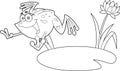 Outlined Cute Frog Cartoon Character Jumping