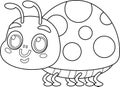 Outlined Cute Ladybug Cartoon Character