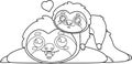 Outlined Cute Sloth Mom And Baby Cartoon Characters