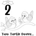 Outlined The 12 Days Of Christmas - 2-Nd Day - Two Turtle Doves Royalty Free Stock Photo